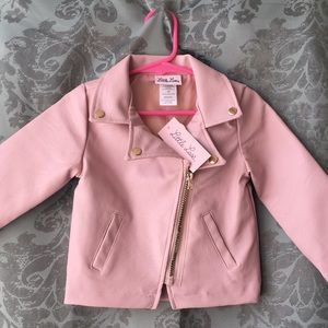 Leather Jacket (Faux) Dusty Rose Pink Size 2T NWT